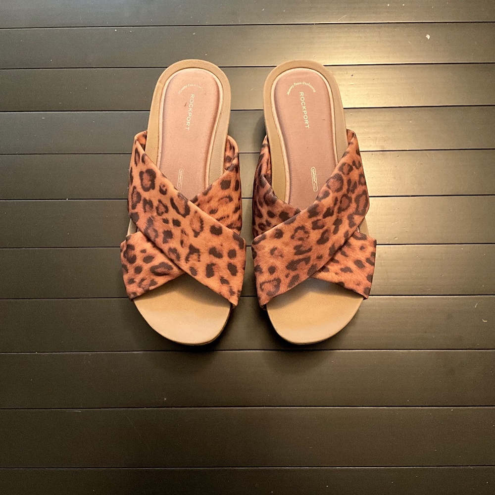 Rockport Land Blvd Animal Print Criss Cross Strap Sandals
